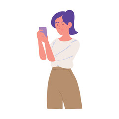 woman holding smartphone