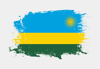 Brush painted national emblem of Rwanda country on white background