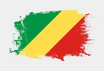 Brush painted national emblem of Republic of the Congo country on white background