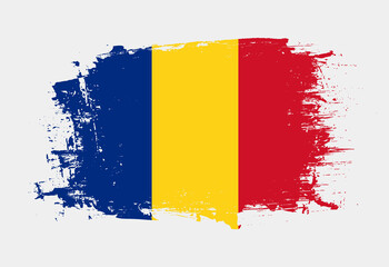 Brush painted national emblem of Romania country on white background