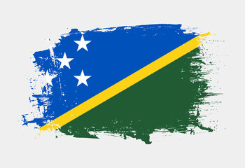 Brush painted national emblem of Solomon Islands country on white background