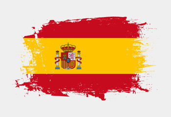 Brush painted national emblem of Spain country on white background