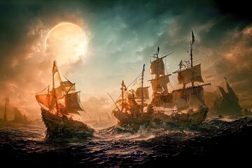 Obraz premium Ancient naval battle