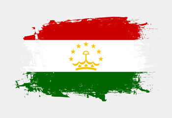 Brush painted national emblem of Tajikistan country on white background