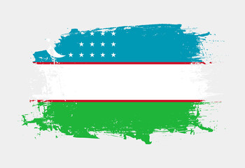 Brush painted national emblem of Uzbekistan country on white background