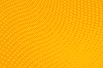 Fototapeta premium Yellow pop art background with halftone dots in retro comic style. Vector illustration. 
