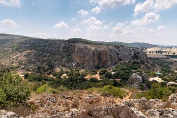 Mountain  nature in the national reserve - Nahal Mearot Nature Preserve, near Haifa, in northern Israel