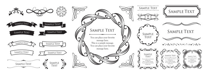 クリスマスモチーフのフレームデザインセット。ゴージャスでエレガントなデザイン素材