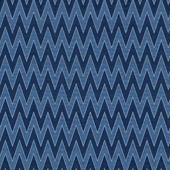 Jeans background with Chevron Zigzag Paint Brush Strokes. Denim seamless pattern. Blue jeans cloth