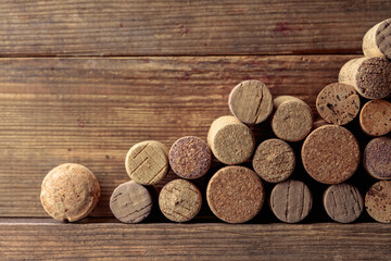 Closeup of used wine corks.