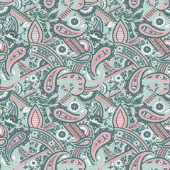 seamless traditional Indian paisley pattern on  background