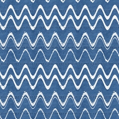 Jeans background with Chevron Zigzag Paint Brush Strokes. Denim seamless pattern. Blue jeans cloth