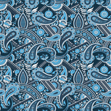 seamless traditional Indian paisley pattern on  background
