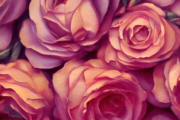 Pink delicate garden roses wooden surface floral pastel decoration background , soft focus