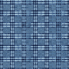 Plaid design blue navy denim effect flax fiber natural pattern detailed woven linen grunge texture . Organic fibre weave fabric surface material effect style