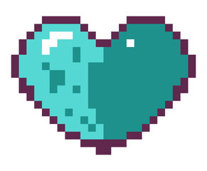 Pixelated heart, 8 bit game design and interface