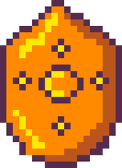 Pixelated medieval shield, arcade game design