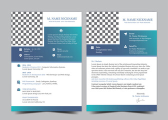 Obraz premium CV and Cover Letter Design Templates, a Web Developer Resume, and Profile Design for a Web Designer 