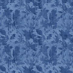 Floral blue navy denim effect flax fiber natural pattern detailed woven linen grunge texture . Organic fibre weave fabric surface material effect style design