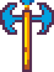 Pixelated ax for knight or fighter in arcade game