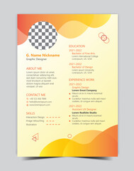 Graphic designer resume template, CV design template, and profile design for a designer
