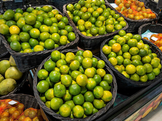 Bunch of oranges in supermarket.