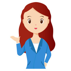 Woman avatar png flat color cartoon style. PNG illustration in flat style