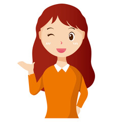 Woman avatar png flat color cartoon style. PNG illustration in flat style