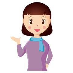 Woman avatar png flat color cartoon style. PNG illustration in flat style