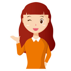 Woman avatar png flat color cartoon style. PNG illustration in flat style