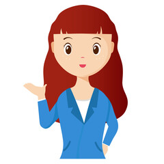 Woman avatar png flat color cartoon style. PNG illustration in flat style