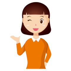 Woman avatar png flat color cartoon style. PNG illustration in flat style