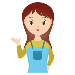 Woman avatar png flat color cartoon style. PNG illustration in flat style
