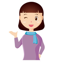 Woman avatar png flat color cartoon style. PNG illustration in flat style