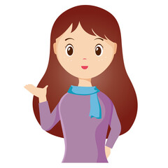 Woman avatar png flat color cartoon style. PNG illustration in flat style