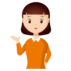 Woman avatar png flat color cartoon style. PNG illustration in flat style
