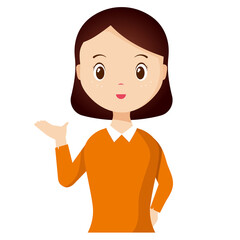 Woman avatar png flat color cartoon style. PNG illustration in flat style
