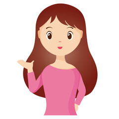 Woman avatar png flat color cartoon style. PNG illustration in flat style