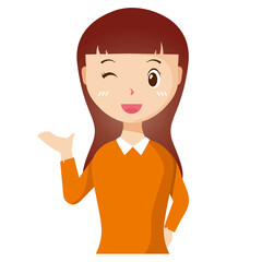 Woman avatar png flat color cartoon style. PNG illustration in flat style