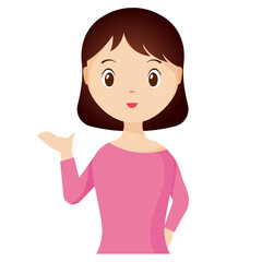Woman avatar png flat color cartoon style. PNG illustration in flat style