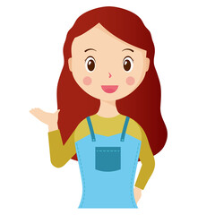 Woman avatar png flat color cartoon style. PNG illustration in flat style