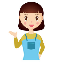 Woman avatar png flat color cartoon style. PNG illustration in flat style