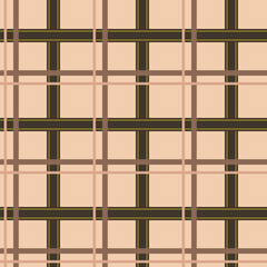 Seamless checkered pattern for fabrics, wallpaper, tablecloths. Tartan light brown seamless background. Seamless checkered print on beige base, packaging, wallpaper, textile design