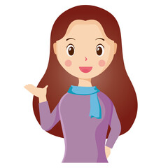 Woman avatar png flat color cartoon style. PNG illustration in flat style