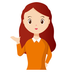 Woman avatar png flat color cartoon style. PNG illustration in flat style
