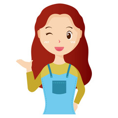 Woman avatar png flat color cartoon style. PNG illustration in flat style