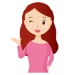 Woman avatar png flat color cartoon style. PNG illustration in flat style