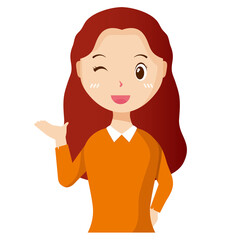 Woman avatar png flat color cartoon style. PNG illustration in flat style