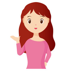 Woman avatar png flat color cartoon style. PNG illustration in flat style