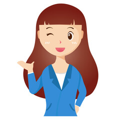 Woman avatar png flat color cartoon style. PNG illustration in flat style